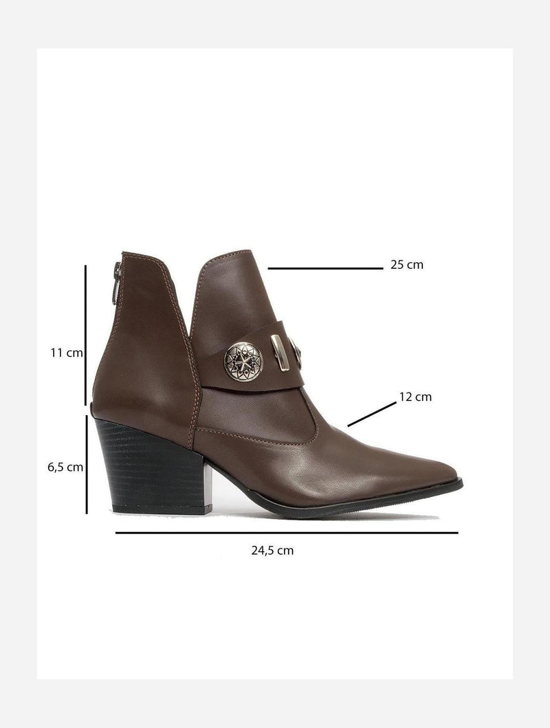 Prologue Shoes Kenda Brown Buckle Block Heel Boot (Women)