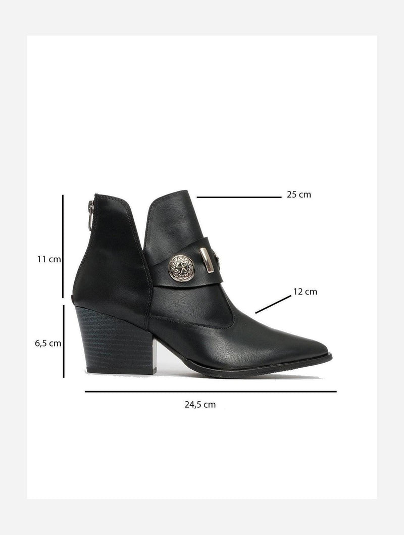 Prologue Shoes Kenda Black Buckle Block Heel Boot (Women)