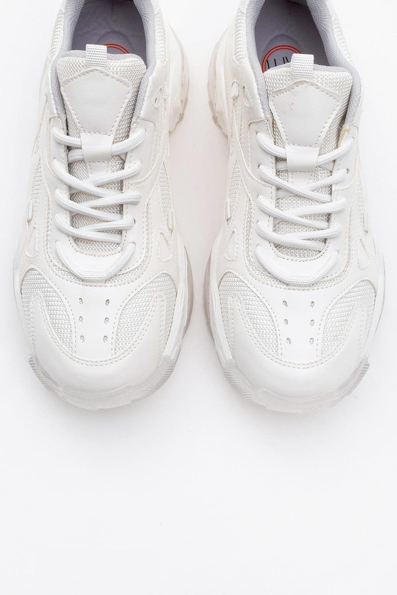 Prologue Shoes Loretta Vegan Leather Platform Sneakers | White