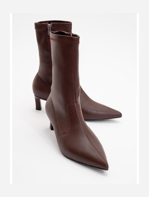 Prologue Shoes Lewin Burgundy Cilt Pointed Toe Stiletto Boot (Women)