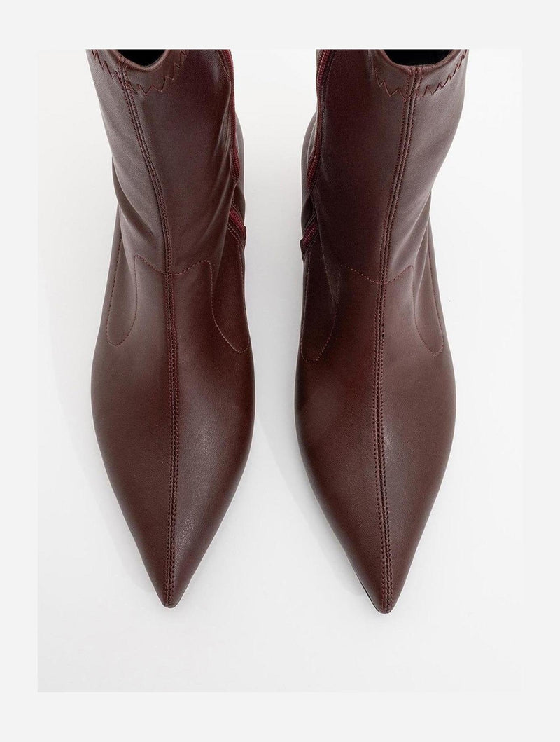 Prologue Shoes Lewin Burgundy Cilt Pointed Toe Stiletto Boot (Women)