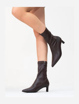 Immaculate Vegan - Prologue Shoes Lewin Brown Cilt Pointed Toe Stiletto Boot (Women)