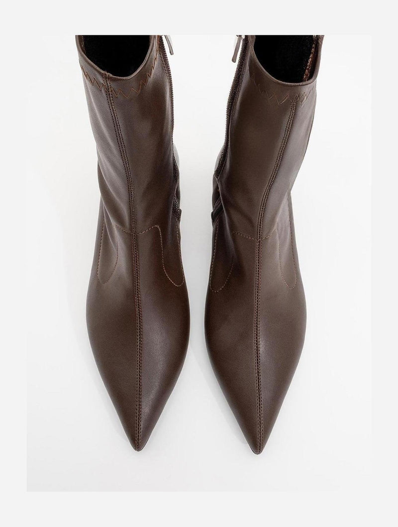 Prologue Shoes Lewin Brown Cilt Pointed Toe Stiletto Boot (Women)