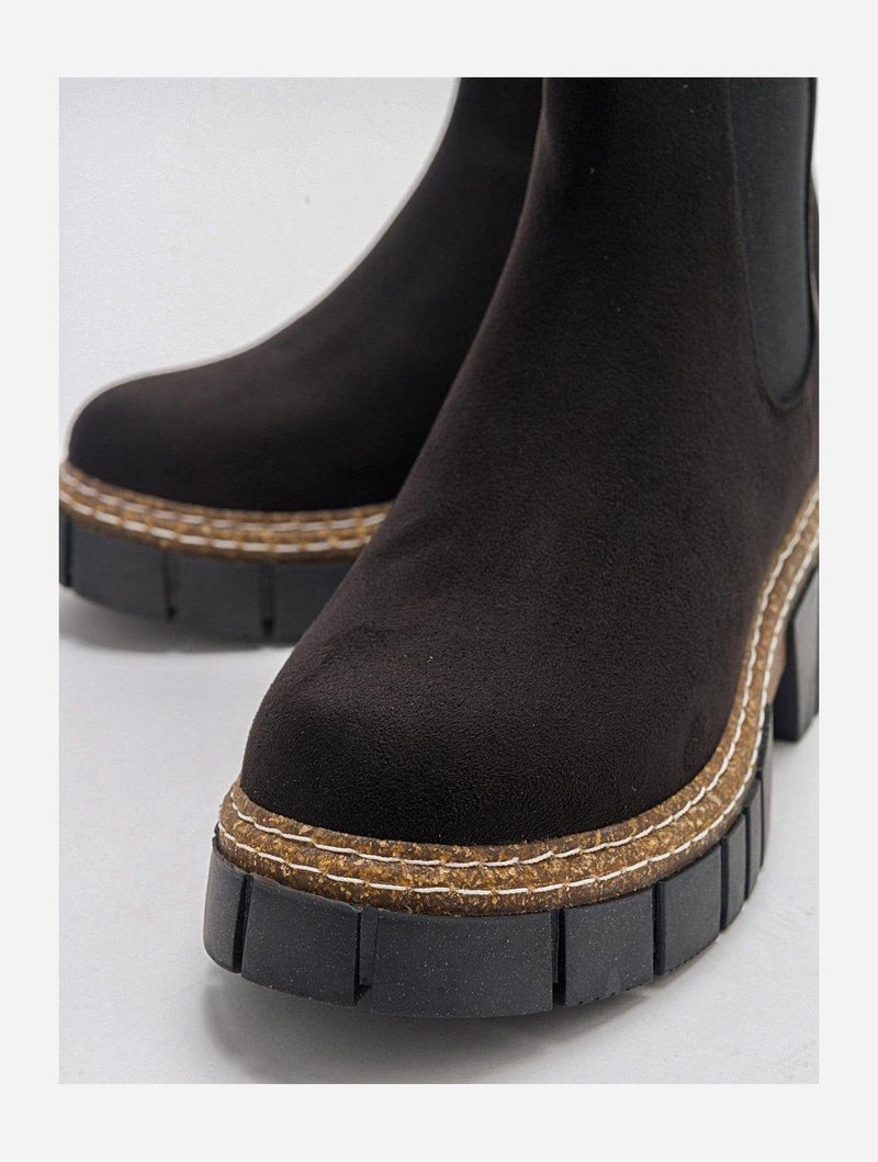 Prologue Shoes Luz Black Suede Block Heel Boot (Women)