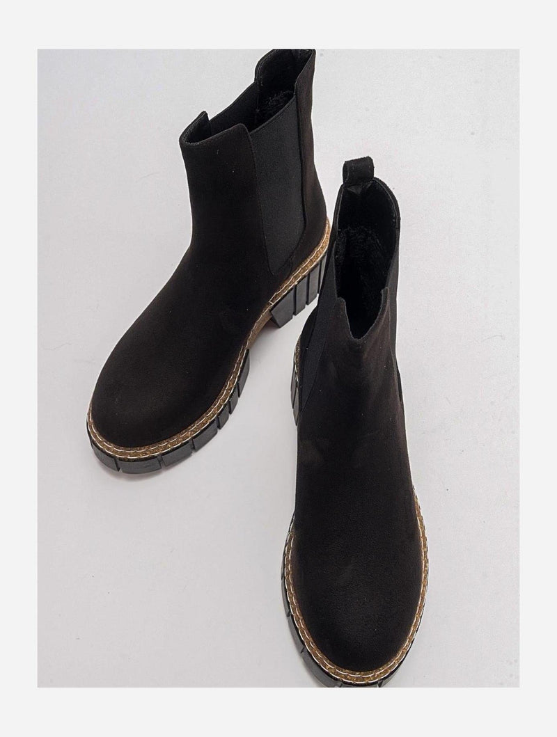 Prologue Shoes Luz Black Suede Block Heel Boot (Women)