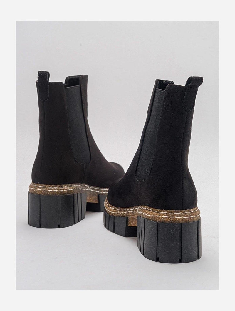 Prologue Shoes Luz Black Suede Block Heel Boot (Women)