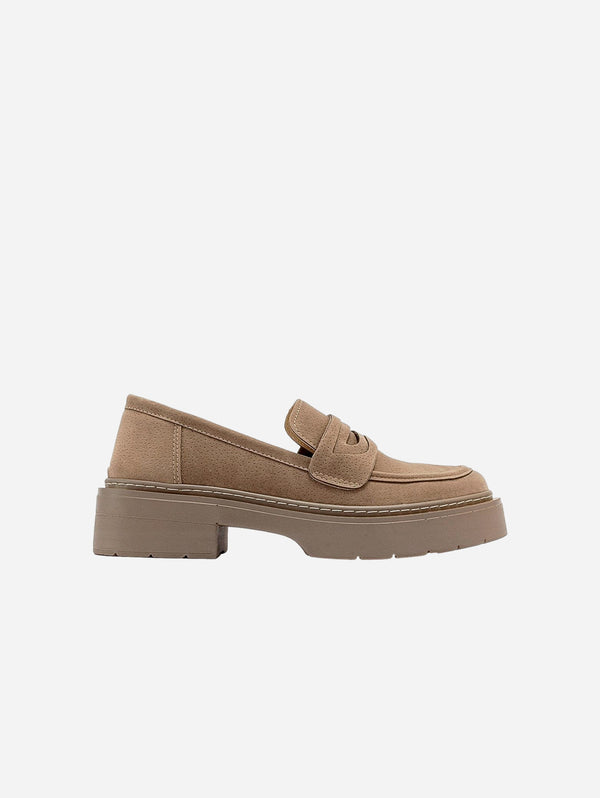 Josie Vegan Suede Platform Loafers | Beige