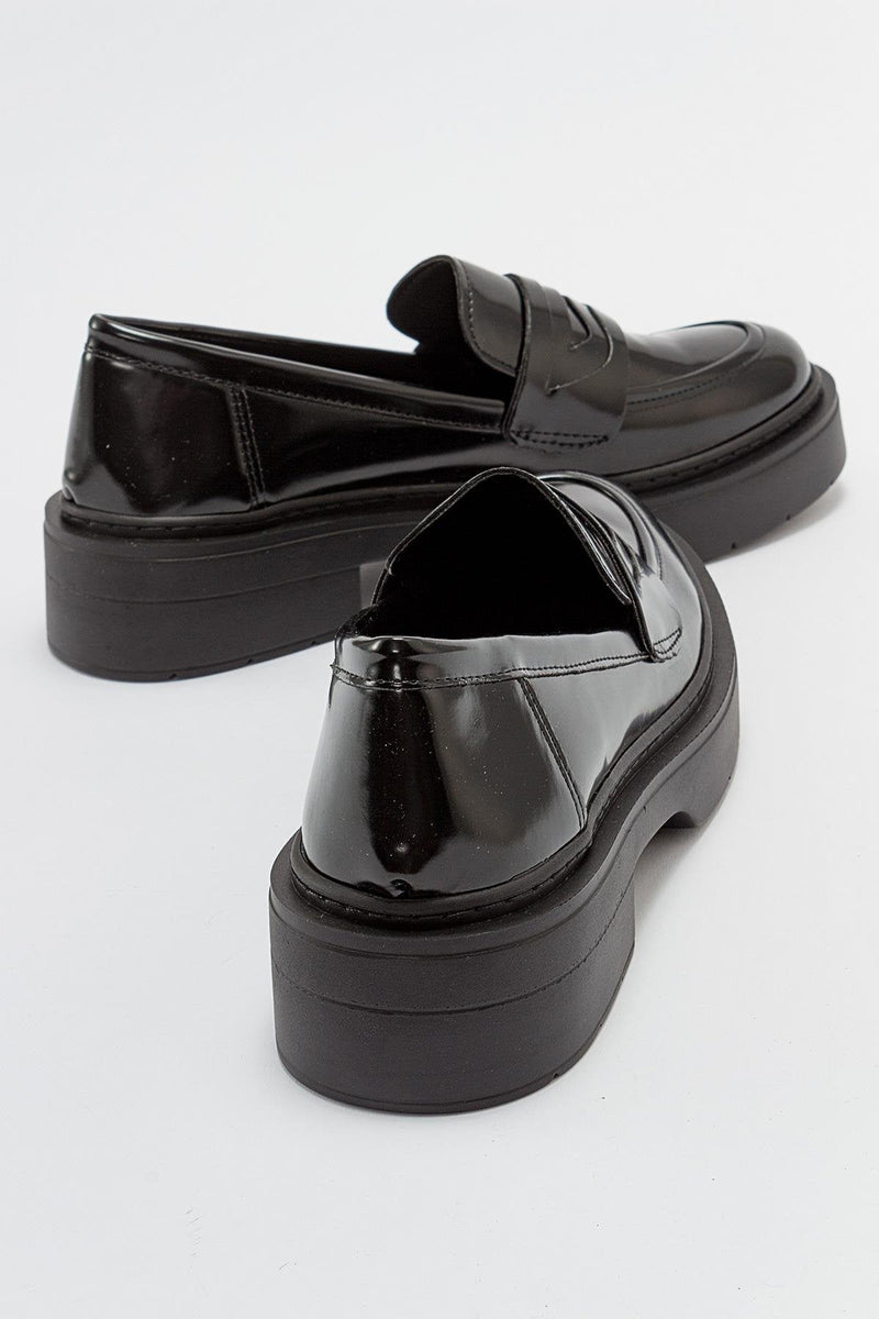 Josie Vegan Leather Platform Loafers | Black Patent