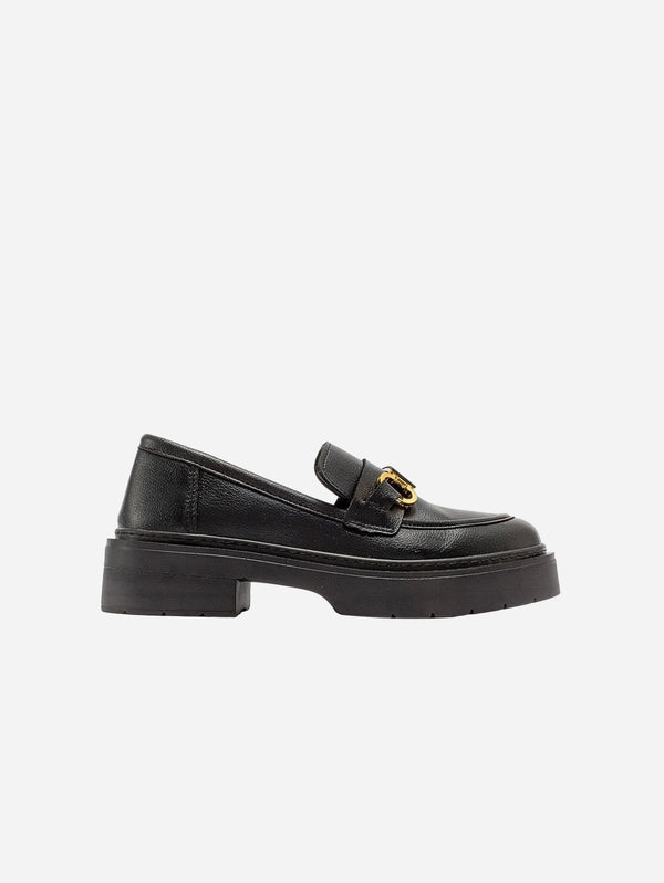 Simone Vegan Leather Bit Platform Loafers | Black