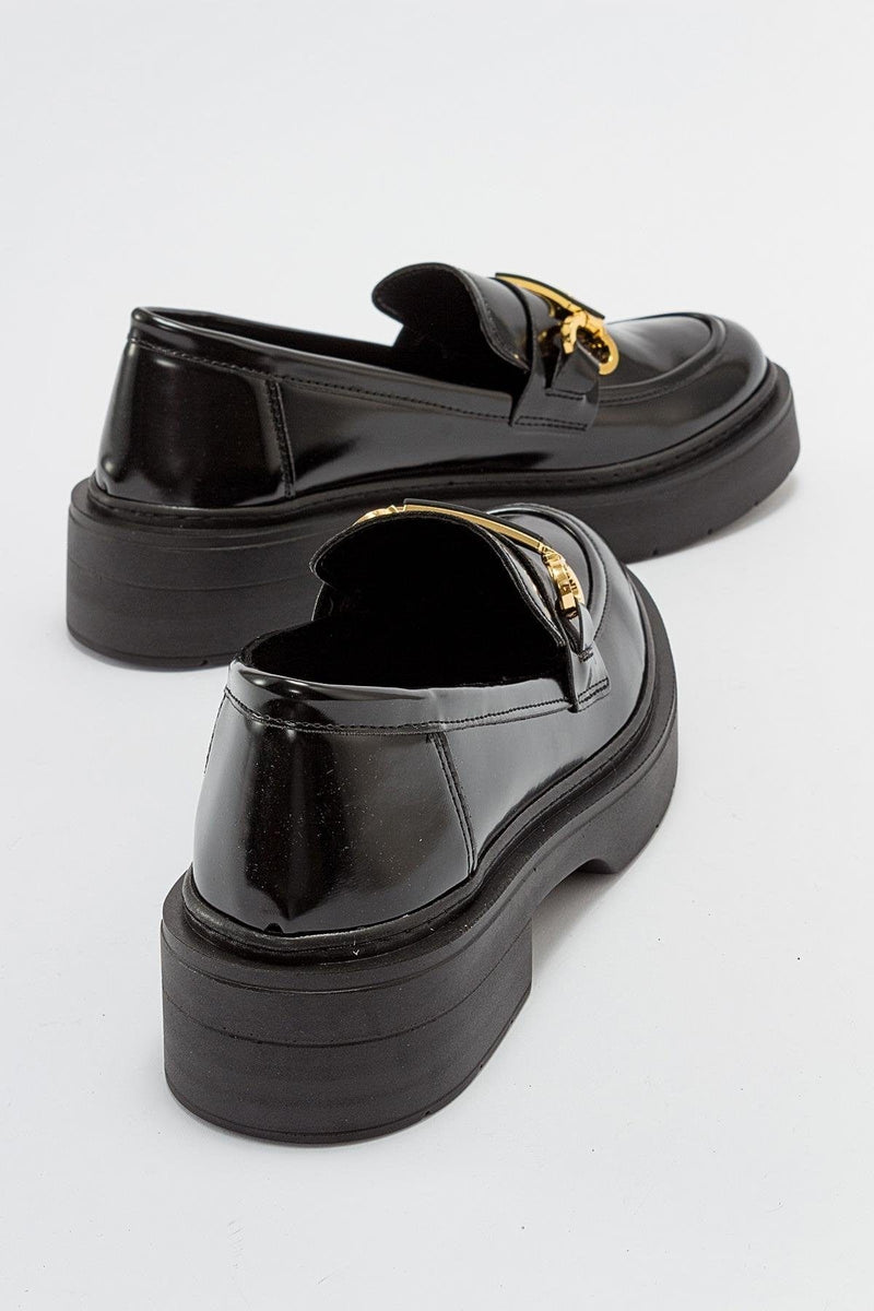 Prologue Shoes Simone - Black Patent Bit Platform Loafers