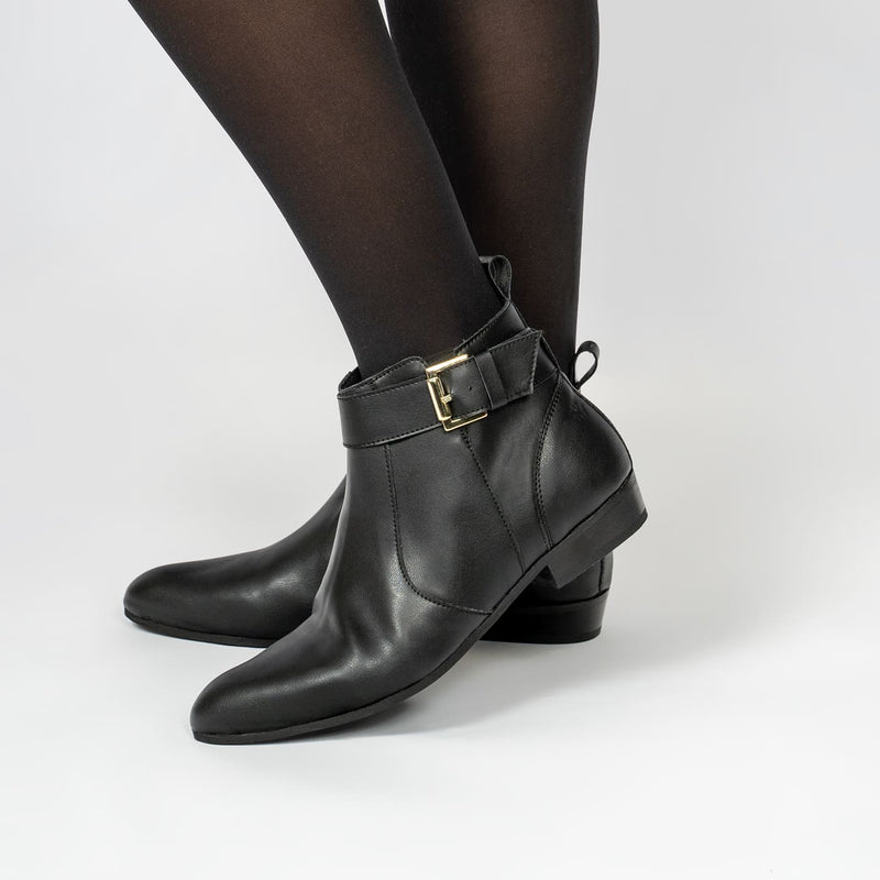 COG Olympe Women's Vegan Leather Buckle Boots | Black