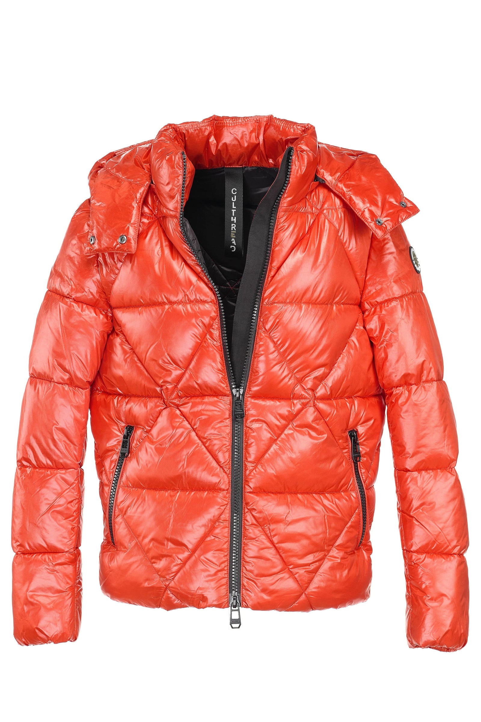 CULTHREAD Leamington Recycled Vegan Short Puffer Jacket Orange