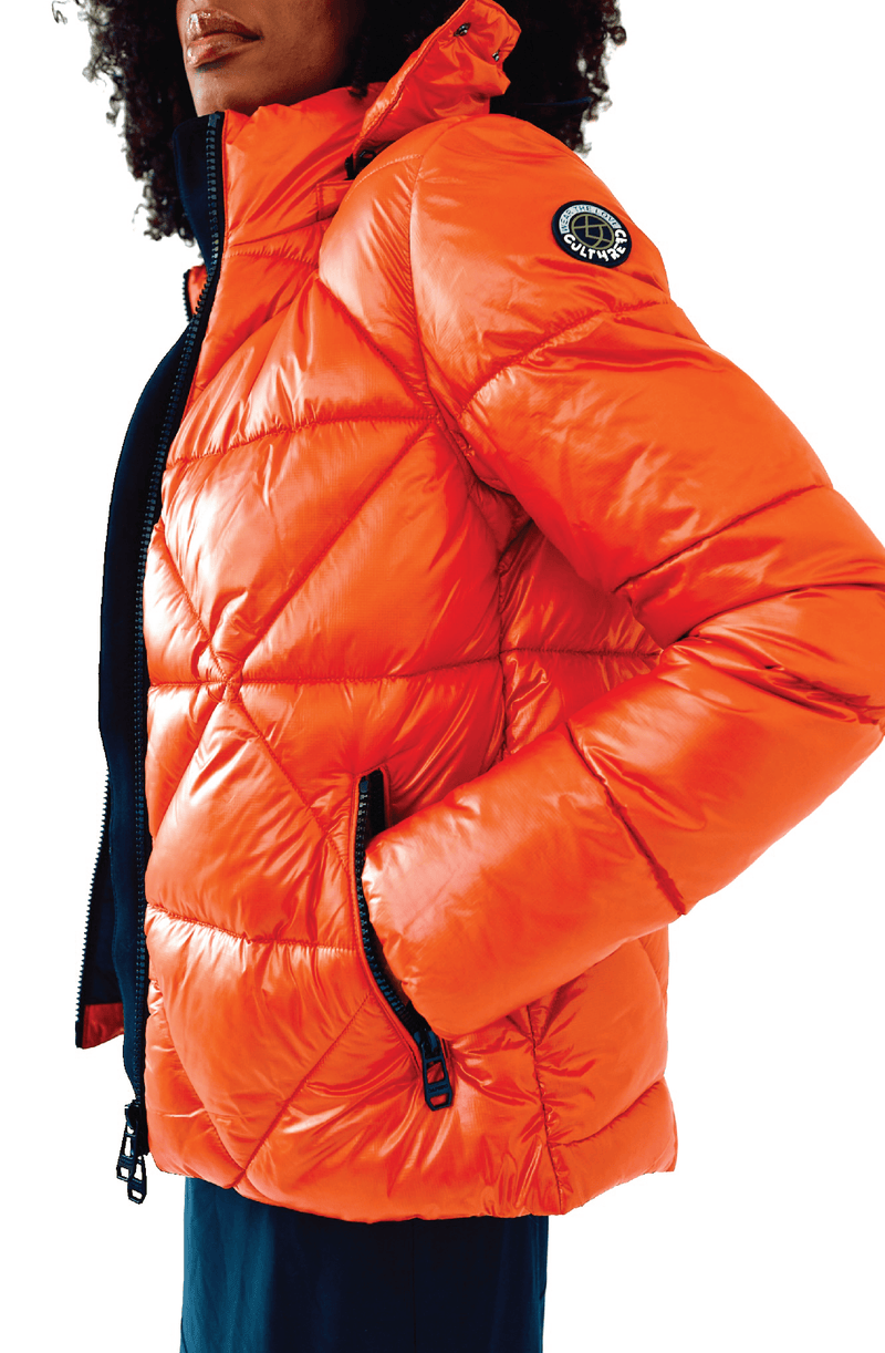 CULTHREAD LEAMINGTON short orange puffer jacket
