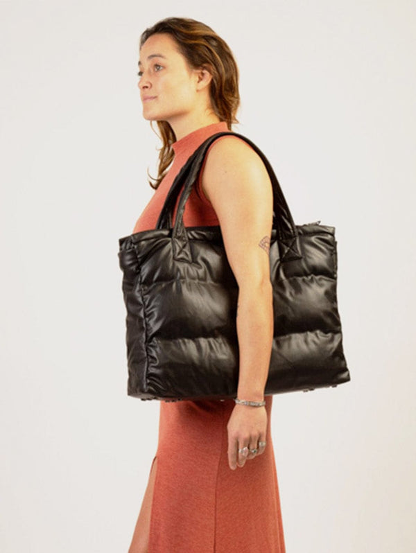 CULTHREAD Recycled Vegan Leather Puffer Bag | Black One Size