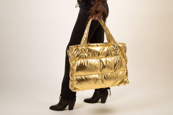 CULTHREAD Recycled Vegan Leather Puffer Bag | Gold One Size
