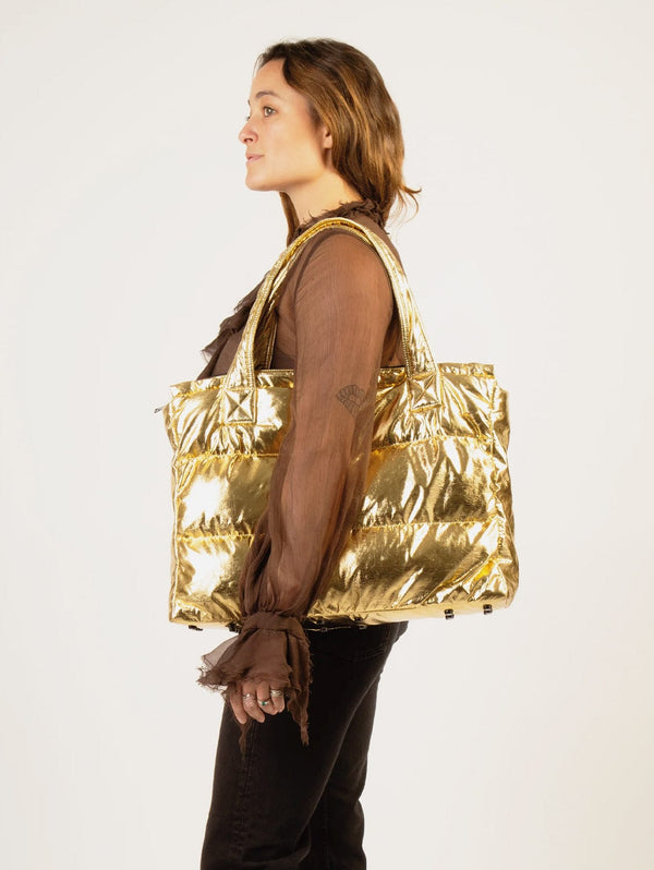 CULTHREAD Recycled Vegan Leather Puffer Bag | Gold One Size