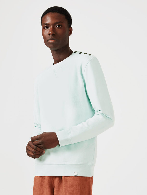 Cut & Pin Men's 100% Natural Cotton Popper Shoulder Sweatshirt | Peppermint XL