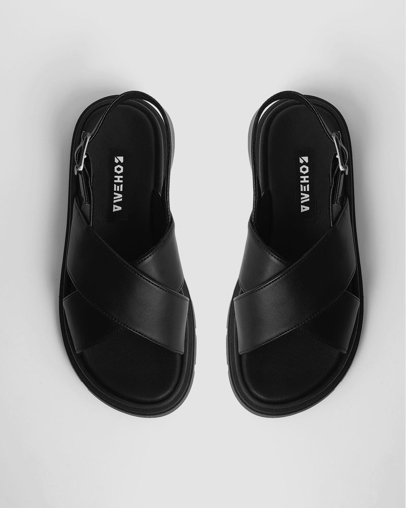 Bohema Glare Sandals Black made of vegan corn leather