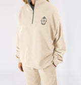 Immaculate Vegan - R1 CLUB Unisex Organic Cotton Quarter Zip Sweatshirt | Cream