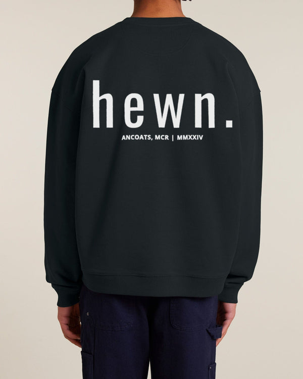 hewn. Mens Organic Cotton Signature Oversized Sweatshirt in Jet Black