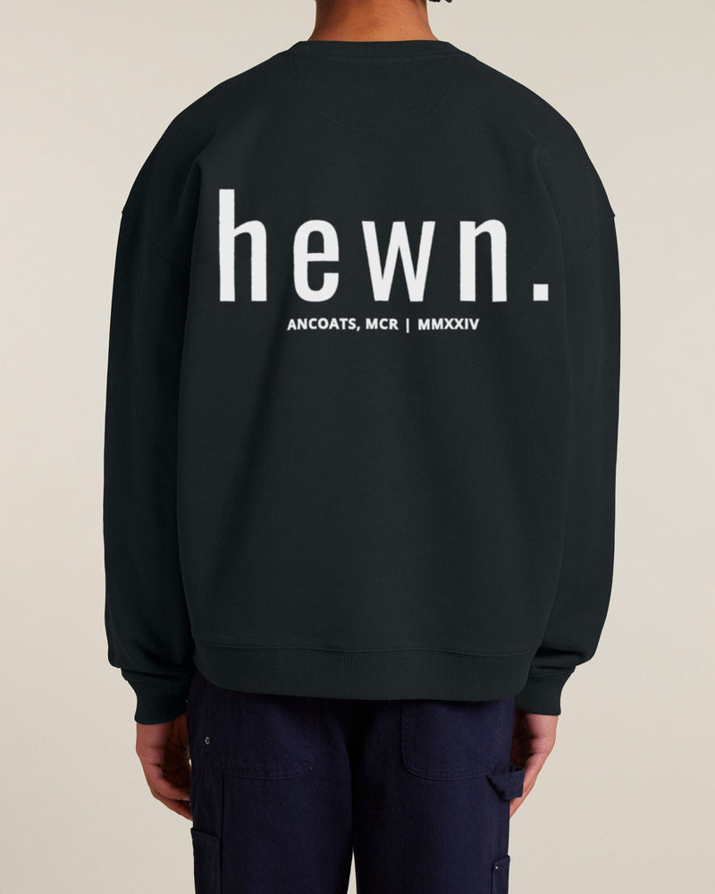 hewn. Mens Organic Cotton Signature Oversized Sweatshirt in Jet Black