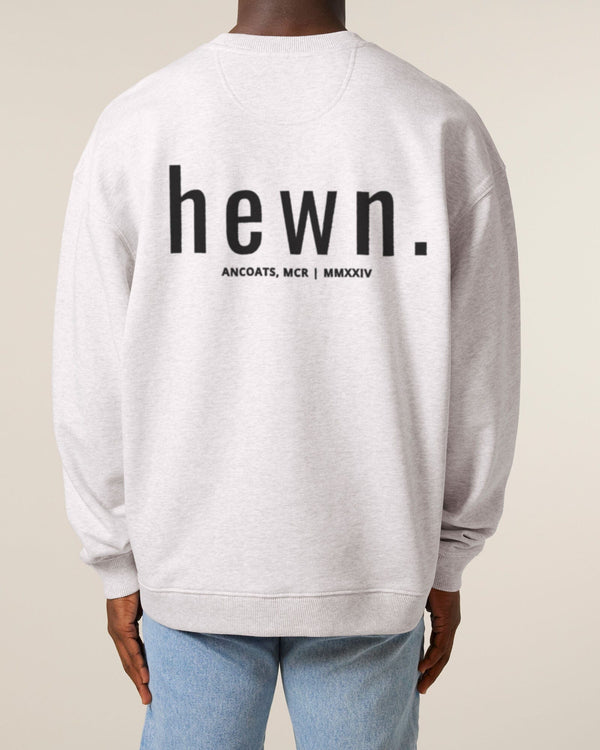 hewn. Mens Organic Cotton Signature Oversized Sweatshirt in Cloud Grey Marl