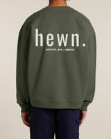 Immaculate Vegan - hewn. Mens Organic Cotton Signature Oversized Sweatshirt in Pine Green Khaki