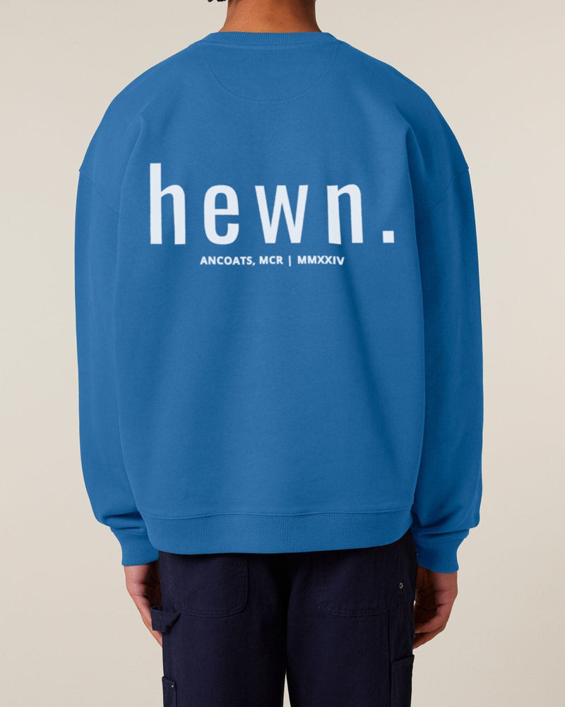 hewn. Mens Organic Cotton Signature Oversized Sweatshirt in Morpho Blue