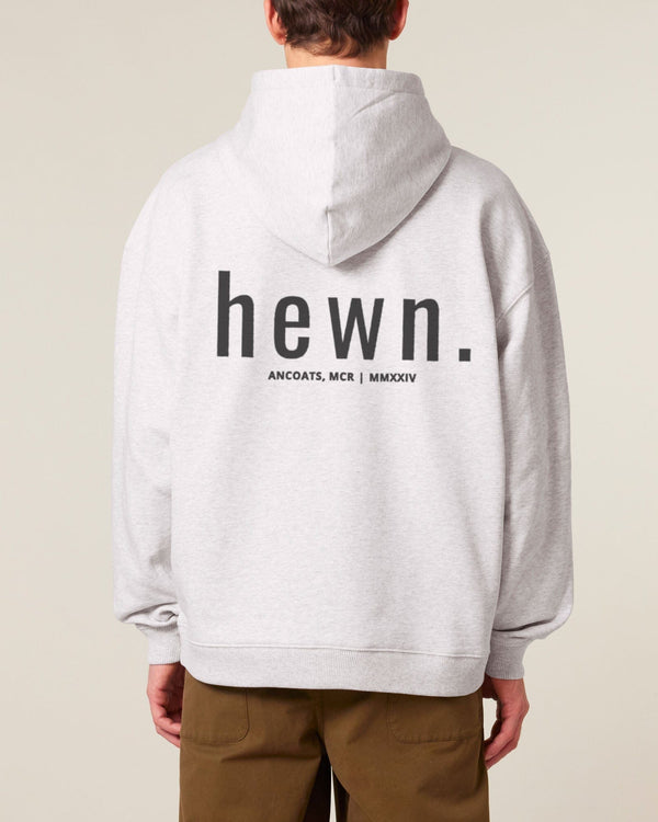 hewn. Mens Organic Cotton Signature Oversized Hoodie in Cloud Grey Marl