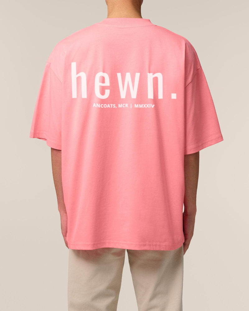 hewn. Mens Organic Cotton Signature Oversized T-shirt in Flamingo Pink