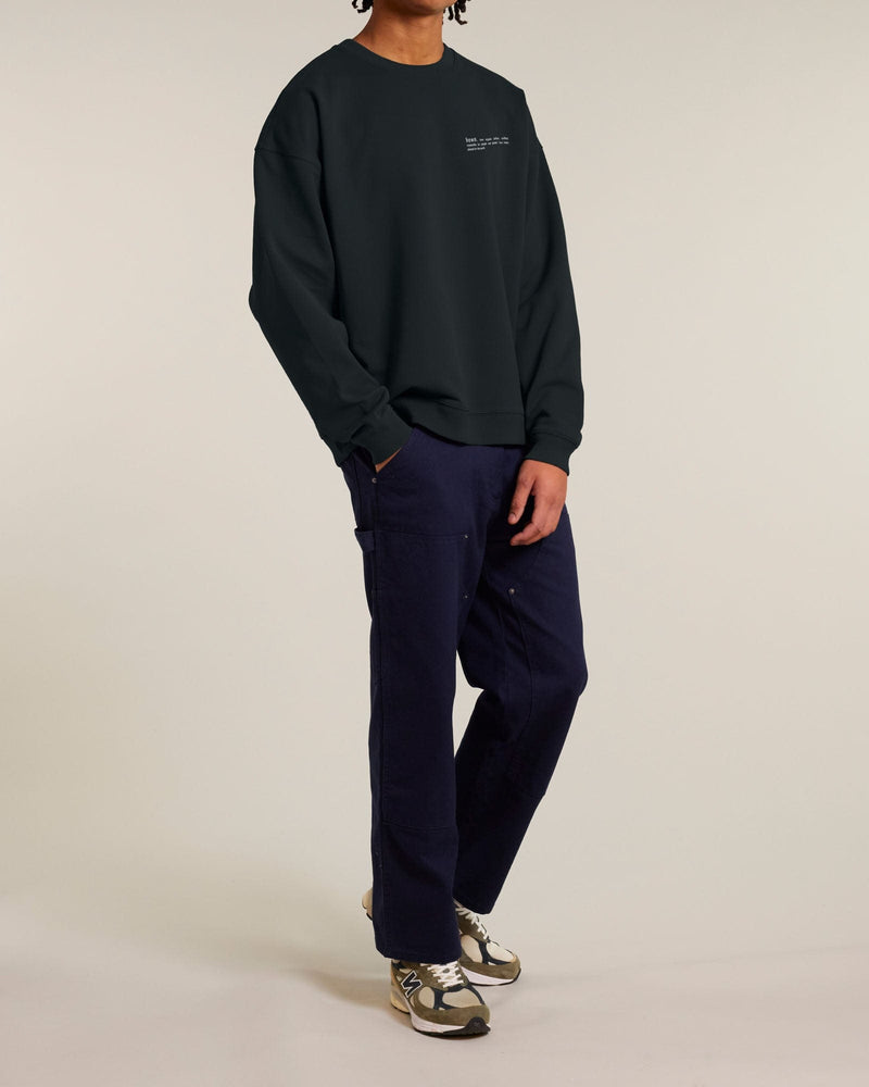 hewn. Mens Organic Cotton Signature Oversized Sweatshirt in Jet Black