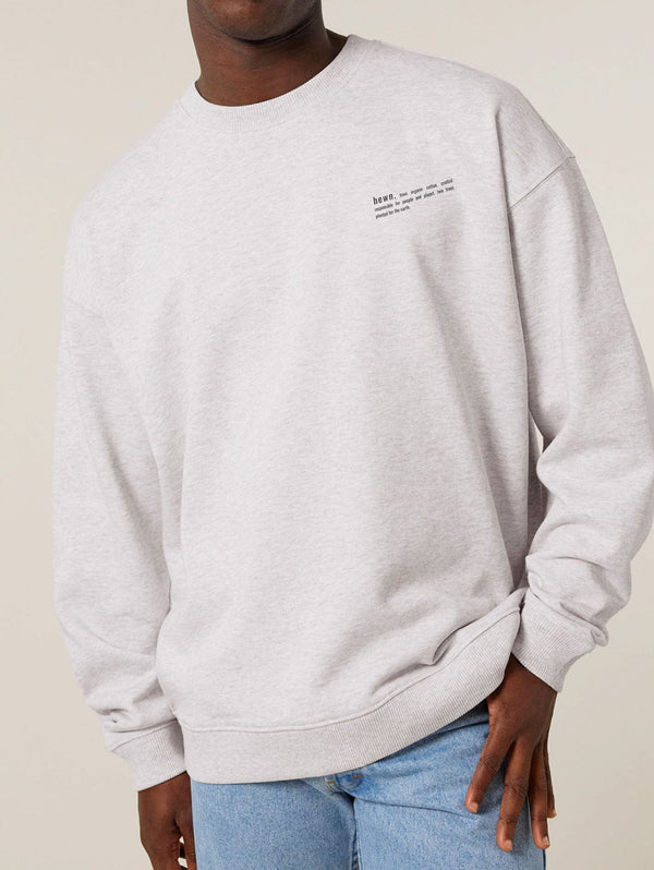 hewn. Mens Organic Cotton Signature Oversized Sweatshirt in Cloud Grey Marl