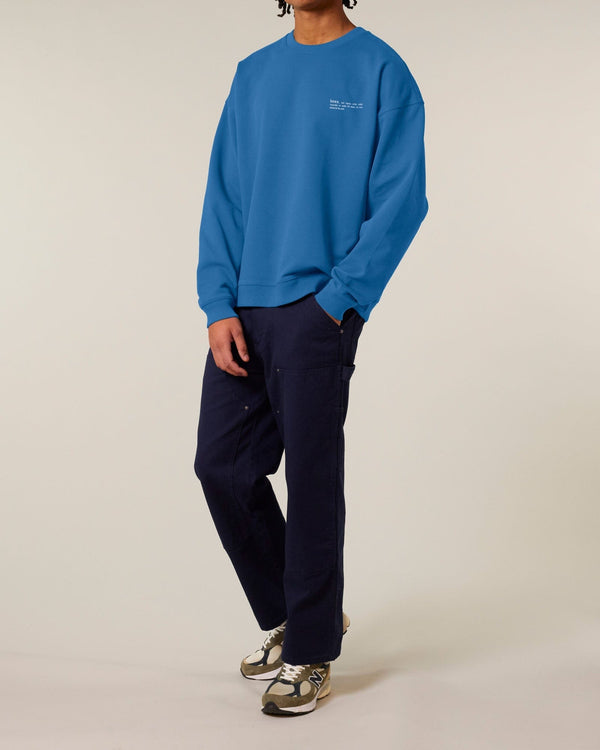 hewn. Mens Organic Cotton Signature Oversized Sweatshirt in Morpho Blue