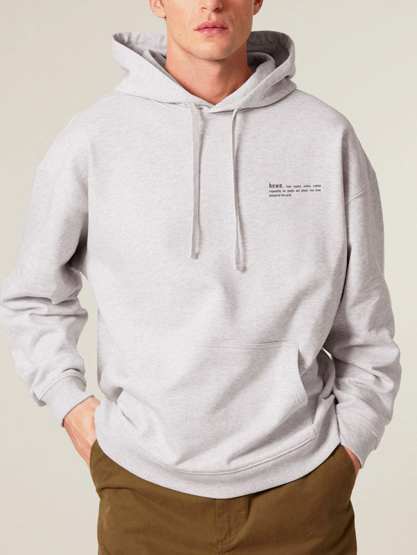 hewn. Mens Organic Cotton Signature Oversized Hoodie in Cloud Grey Marl