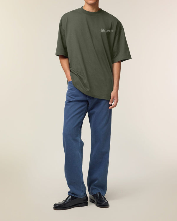 hewn. Mens Organic Cotton Signature Oversized T-shirt in Pine Green Khaki