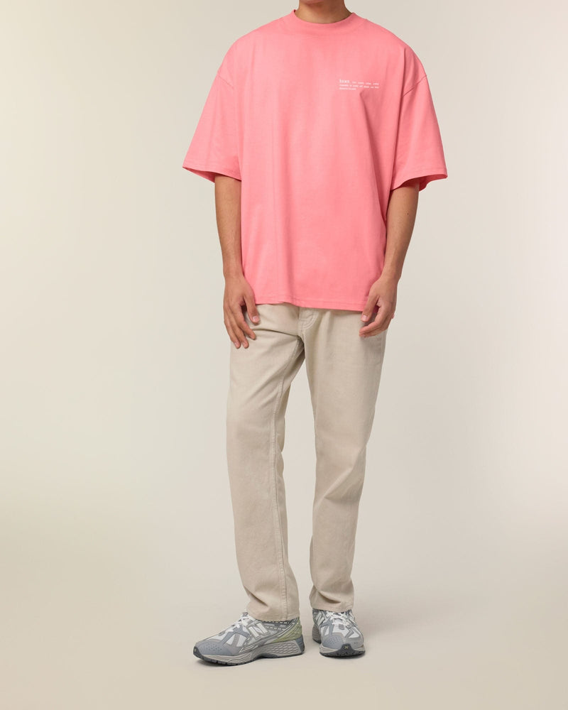 hewn. Mens Organic Cotton Signature Oversized T-shirt in Flamingo Pink