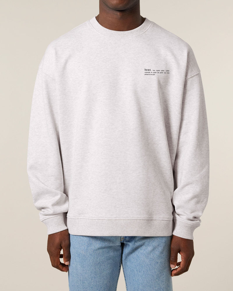 hewn. Mens Organic Cotton Signature Oversized Sweatshirt in Cloud Grey Marl