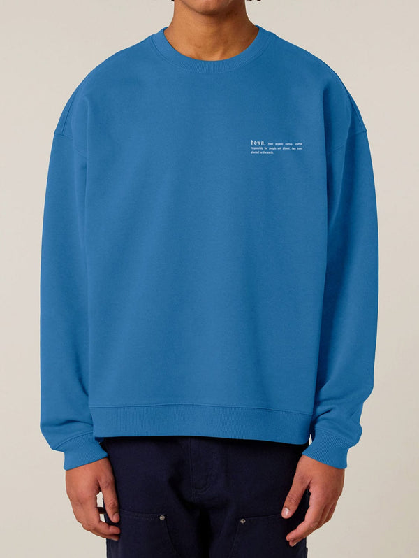 hewn. Mens Organic Cotton Signature Oversized Sweatshirt in Morpho Blue