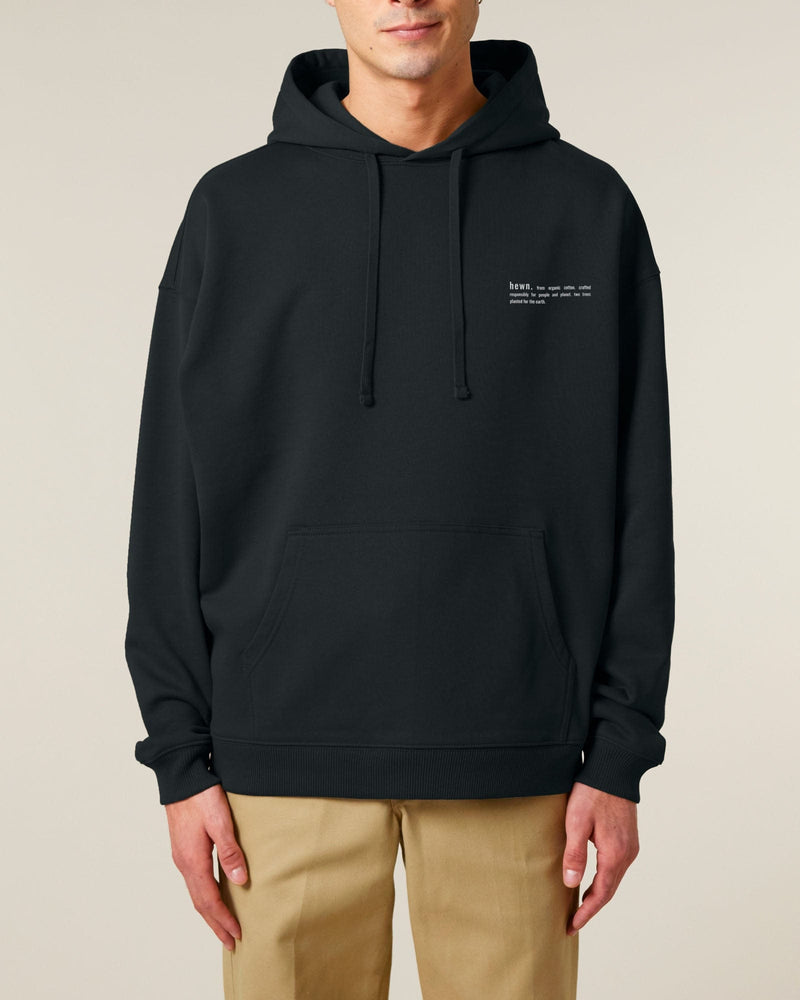 hewn. Mens Organic Cotton Signature Oversized Hoodie in Jet Black