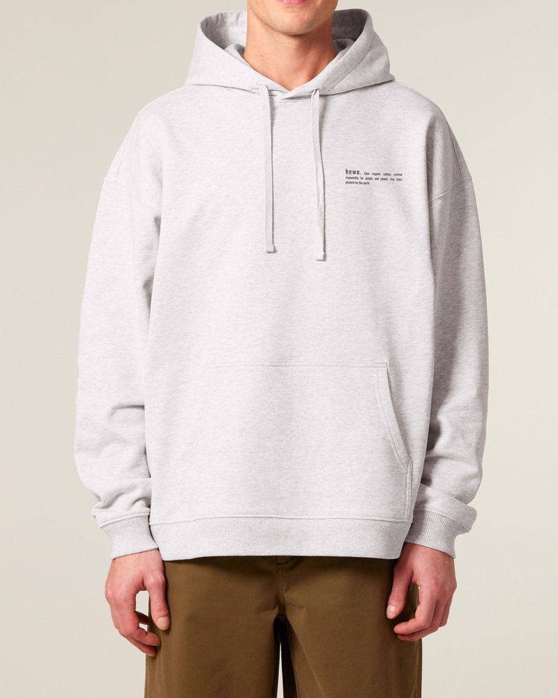 hewn. Mens Organic Cotton Signature Oversized Hoodie in Cloud Grey Marl