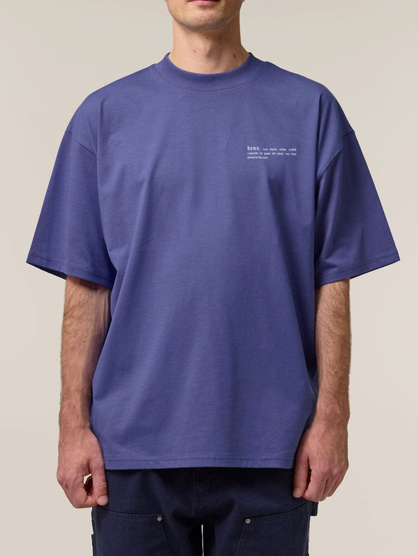 hewn. Mens Organic Cotton Signature Oversized T-shirt in Dusk Purple