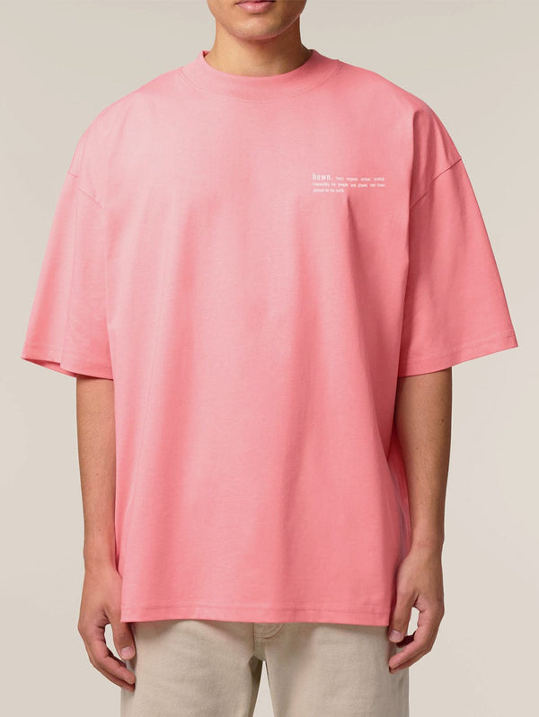 hewn. Mens Organic Cotton Signature Oversized T-shirt in Flamingo Pink