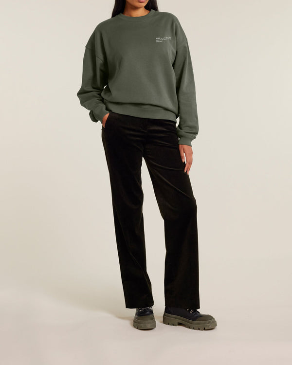 Women's Organic Cotton Signature Oversized Sweatshirt | Pine Green Khaki