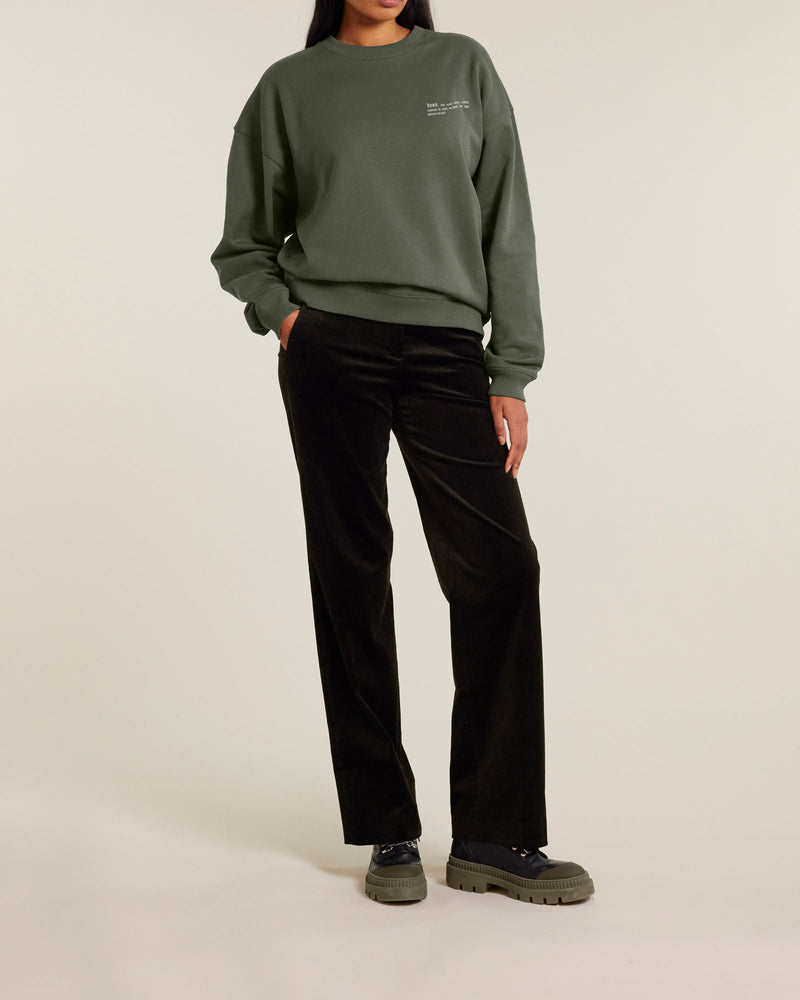 Women's Organic Cotton Signature Oversized Sweatshirt | Pine Green Khaki