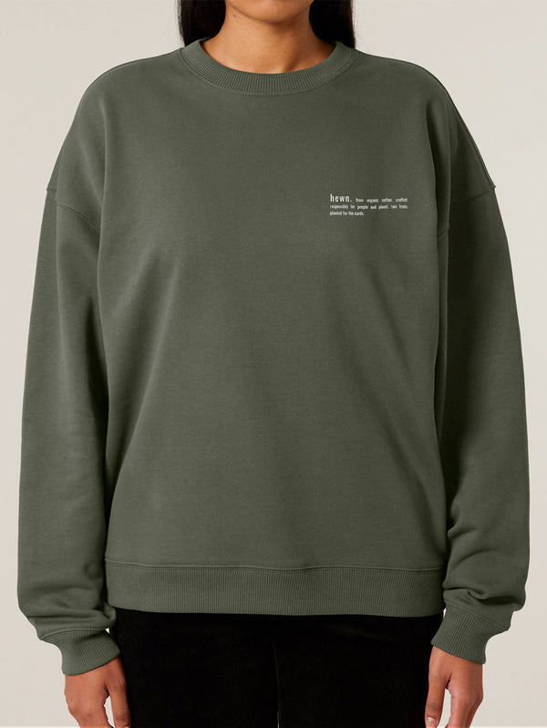 Women's Organic Cotton Signature Oversized Sweatshirt | Pine Green Khaki