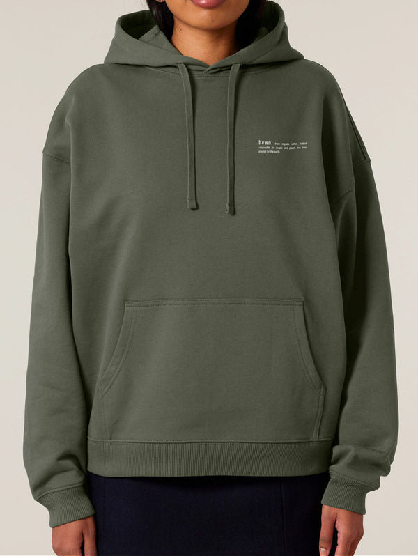 Women's Organic Cotton Signature Oversized Hoodie | Pine Green Khaki