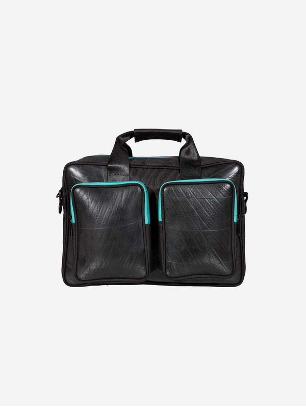 Ecowings Panda Upcycled Tired Vegan Laptop Bag | Multiple Colours Turquoise