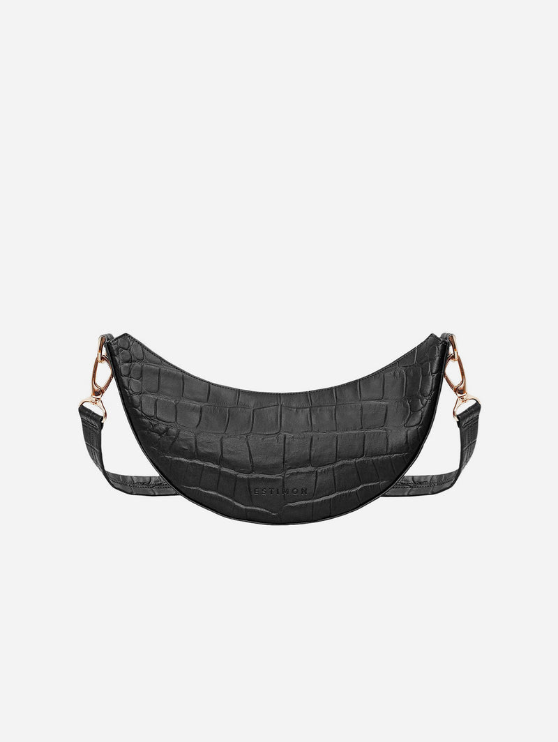 Mini Hobo Corn Leather Vegan Bag | Black Croco