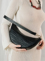 Immaculate Vegan - Estimon MINI HOBO CORN BLACK CROCO