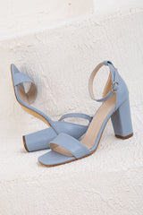 Immaculate Vegan - Forever & Always Jess - Light Blue Open Toe Block Heels